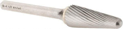 M.A. Ford - 1/2" Cut Diam, 1/4" Shank Diam, Taper Head Single Cut Burr - Carbide, Radius End, 1-3/16" LOC, 3-1/4" OAL - Exact Tool & Supply