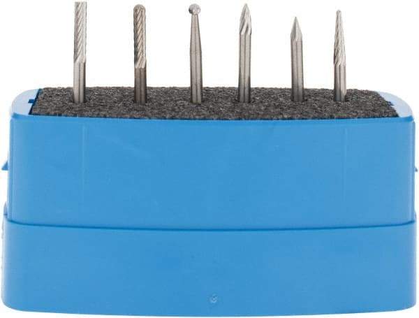 M.A. Ford - 6 Piece, 1/8" Shank Burr Set - Tungsten Carbide, Multiple Head Shape - Exact Tool & Supply