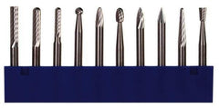 M.A. Ford - 10 Piece, 1/8" Shank Burr Set - Tungsten Carbide, Multiple Head Shape - Exact Tool & Supply