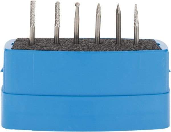 M.A. Ford - 6 Piece, 1/8" Shank Burr Set - Tungsten Carbide, Multiple Head Shape - Exact Tool & Supply