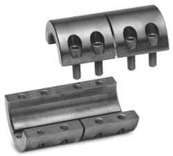 Climax Metal Products - 15mm Inside x 34mm Outside Diam, Metric Two Piece Clamping Rigid Coupling with Keyway - 50mm Long x 5mm Keyway Width x 2.3mm Keyway Depth - Exact Tool & Supply