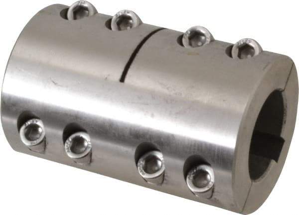 Climax Metal Products - 30mm Inside x 53mm Outside Diam, Metric Two Piece Clamping Rigid Coupling with Keyway - 83mm Long x 10mm Keyway Width x 3.3mm Keyway Depth - Exact Tool & Supply