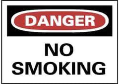 NMC - "Danger - No Smoking", 10" Long x 14" Wide, Rigid Plastic Safety Sign - Rectangle, 0.05" Thick, Use for Accident Prevention - Exact Tool & Supply