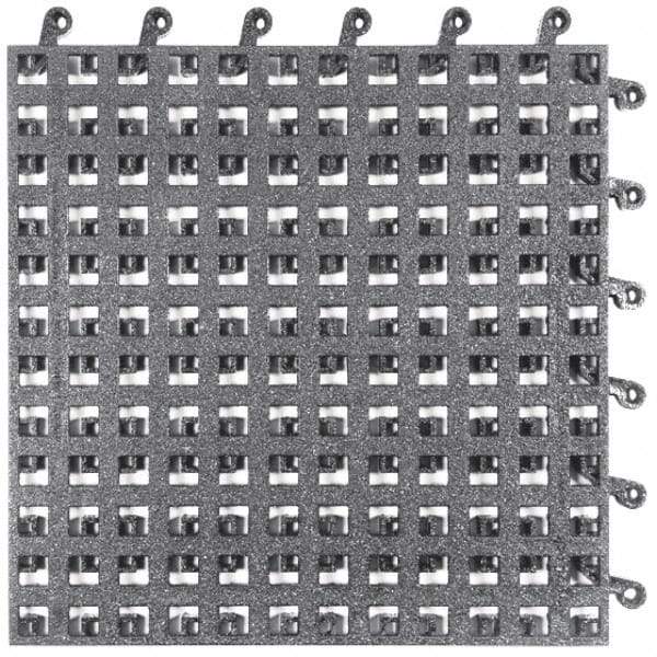 Wearwell - 18" Long x 18" Wide x 7/8" Thick, Anti-Fatigue Modular Matting Solid Grid - Male & Female, 4 Interlocking Sides, Black, For Dry Areas, Series 563 - Exact Tool & Supply