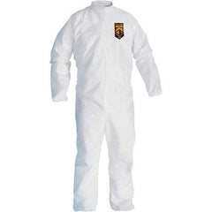 KleenGuard - Size M SMS General Purpose Coveralls - White, Zipper Closure, Open Cuffs, Open Ankles, Seamless - Exact Tool & Supply