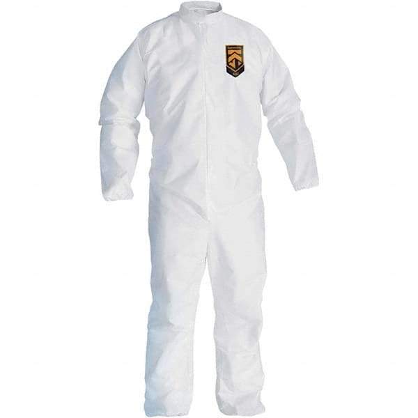 KleenGuard - Size L SMS General Purpose Coveralls - White, Zipper Closure, Open Cuffs, Open Ankles, Seamless - Exact Tool & Supply