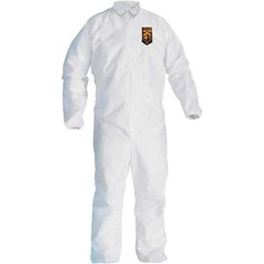 KleenGuard - Size XL SMS General Purpose Coveralls - White, Zipper Closure, Elastic Cuffs, Elastic Ankles, Seamless - Exact Tool & Supply