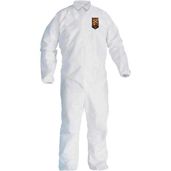 KleenGuard - Size 2XL SMS General Purpose Coveralls - White, Zipper Closure, Elastic Cuffs, Elastic Ankles, Seamless - Exact Tool & Supply