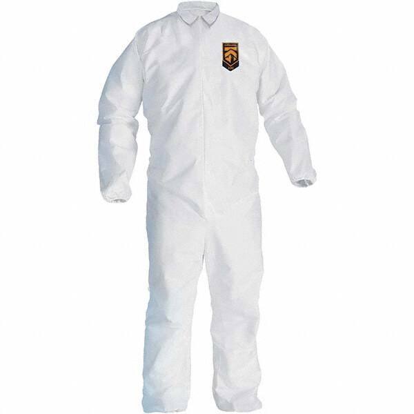 KleenGuard - Size 3XL SMS General Purpose Coveralls - White, Zipper Closure, Elastic Cuffs, Elastic Ankles, Seamless - Exact Tool & Supply