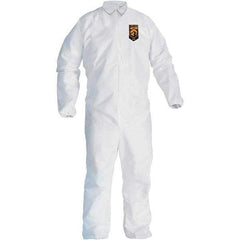 KleenGuard - Size 4XL SMS General Purpose Coveralls - White, Zipper Closure, Elastic Cuffs, Elastic Ankles, Seamless - Exact Tool & Supply