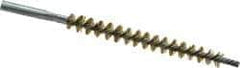 Schaefer Brush - 3" Brush Length, 5/16" Diam, Double Stem, Single Spiral Tube Brush - 4-1/2" Long, Brass, 8-32 Female Connection - Exact Tool & Supply