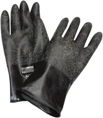 North - Size 2XL (11), 11" Long, 16 mil Thick, Butyl Chemical Resistant Gloves - Rough Finish, Rolled Cuff, Black, FDA Approved - Exact Tool & Supply