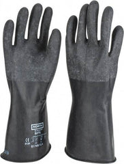 North - Size XL (10), 14" Long, 17 mil Thick, Butyl Chemical Resistant Gloves - Textured Finish, Rolled Cuff, Black - Exact Tool & Supply