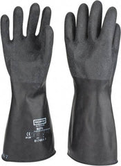 North - Size L (9), 14" Long, 17 mil Thick, Butyl Chemical Resistant Gloves - Textured Finish, Rolled Cuff, Black - Exact Tool & Supply