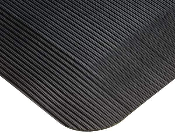 Wearwell - 75' Long x 3' Wide, Dry Environment, Anti-Fatigue Matting - Black, Vinyl with Vinyl Sponge Base, Beveled on 4 Sides - Exact Tool & Supply