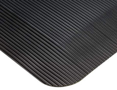 Wearwell - 75' Long x 3' Wide, Dry Environment, Anti-Fatigue Matting - Black, Vinyl with Vinyl Sponge Base, Beveled on 4 Sides - Exact Tool & Supply