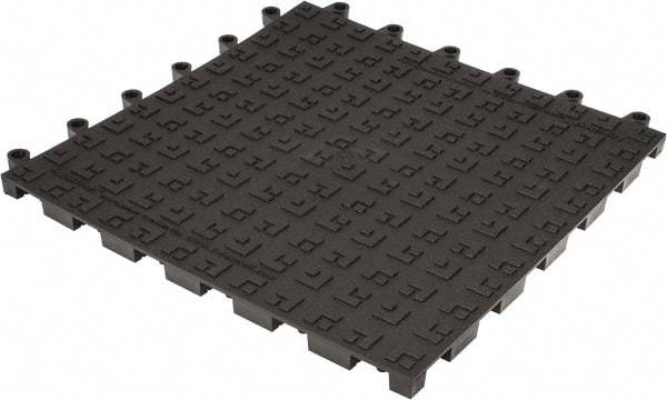 Wearwell - 18" Long x 18" Wide x 7/8" Thick, Anti-Fatigue Modular Matting Solid Grid - 4 Interlocking Sides, Black, For Dry Areas, Series 562 - Exact Tool & Supply