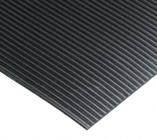 Wearwell - 75 Ft. Long x 4 Ft. Wide x 1/4 Inch Thick, Vinyl, Ribbed Surface Switchboard Matting - 30,000 V Max Dielectric Strength, 17,000 V Max Recommended Use, Black - Exact Tool & Supply