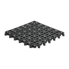 Wearwell - 18" Long x 18" Wide x 7/8" Thick, Anti-Fatigue Modular Matting Open Grid - Male & Female, 4 Interlocking Sides, Black, For Dry & Wet Areas, Series 560 - Exact Tool & Supply