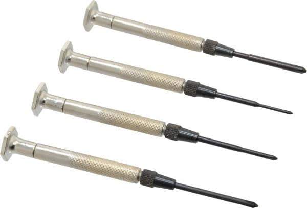 Moody Tools - 4 Piece Phillips Screwdriver Set - Bit Sizes: Philips #000 to #1 - Exact Tool & Supply