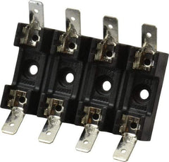 Cooper Bussmann - 4 Pole, 300 VAC/VDC, 30 Amp, Bolt-in Fuse Block - 1/4 Inch Diameter x 1-1/4 Inch Fuse Length, 2 Inch Long x 2-3/8 Inch Wide x 14.3mm High Block, 266°F - Exact Tool & Supply