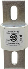 Cooper Bussmann - 500 VAC/VDC, 800 Amp, Fast-Acting Semiconductor/High Speed Fuse - Bolt-on Mount, 6-15/32" OAL, 200 (RMS Symmetrical), 50 at DC kA Rating, 2-1/2" Diam - Exact Tool & Supply