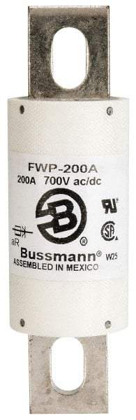 Cooper Bussmann - 700 VAC/VDC, 200 Amp, Fast-Acting Semiconductor/High Speed Fuse - Stud Mount Mount, 5-3/32" OAL, 200 (RMS), 50 at DC kA Rating, 1-1/2" Diam - Exact Tool & Supply