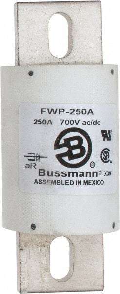 Cooper Bussmann - 700 VAC/VDC, 250 Amp, Fast-Acting Semiconductor/High Speed Fuse - Stud Mount Mount, 5-3/32" OAL, 200 (RMS), 50 at DC kA Rating, 2" Diam - Exact Tool & Supply