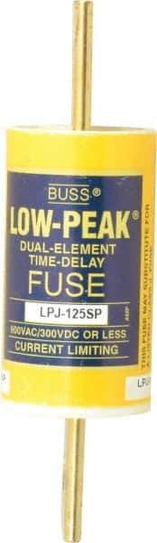 Cooper Bussmann - 300 VDC, 600 VAC, 125 Amp, Time Delay General Purpose Fuse - Bolt-on Mount, 5-3/4" OAL, 100 at DC, 300 at AC (RMS) kA Rating, 1-5/8" Diam - Exact Tool & Supply