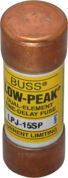 Cooper Bussmann - 300 VDC, 600 VAC, 15 Amp, Time Delay General Purpose Fuse - Fuse Holder Mount, 2-1/4" OAL, 100 at DC, 300 at AC (RMS) kA Rating, 13/16" Diam - Exact Tool & Supply