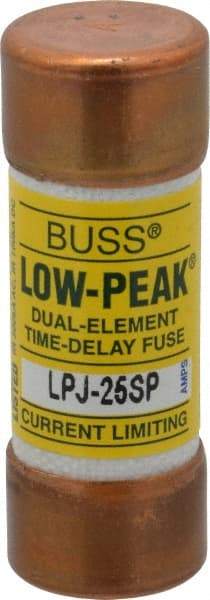 Cooper Bussmann - 300 VDC, 600 VAC, 25 Amp, Time Delay General Purpose Fuse - Fuse Holder Mount, 2-1/4" OAL, 100 at DC, 300 at AC (RMS) kA Rating, 13/16" Diam - Exact Tool & Supply