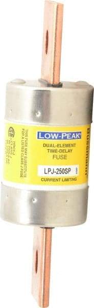 Cooper Bussmann - 300 VDC, 600 VAC, 250 Amp, Time Delay General Purpose Fuse - Bolt-on Mount, 7-1/8" OAL, 100 at DC, 300 at AC (RMS) kA Rating, 2" Diam - Exact Tool & Supply