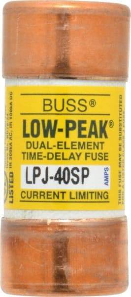 Cooper Bussmann - 300 VDC, 600 VAC, 40 Amp, Time Delay General Purpose Fuse - Fuse Holder Mount, 2-3/8" OAL, 100 at DC, 300 at AC (RMS) kA Rating, 1-1/16" Diam - Exact Tool & Supply