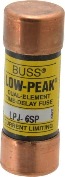 Cooper Bussmann - 300 VDC, 600 VAC, 6 Amp, Time Delay General Purpose Fuse - Fuse Holder Mount, 2-1/4" OAL, 100 at DC, 300 at AC (RMS) kA Rating, 13/16" Diam - Exact Tool & Supply