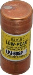 Cooper Bussmann - 300 VDC, 600 VAC, 60 Amp, Time Delay General Purpose Fuse - Fuse Holder Mount, 2-3/8" OAL, 100 at DC, 300 at AC (RMS) kA Rating, 1-1/16" Diam - Exact Tool & Supply