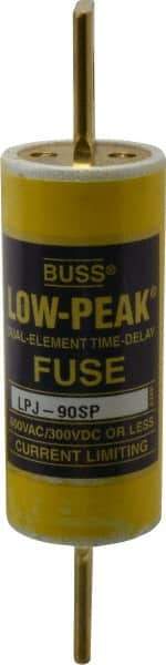 Cooper Bussmann - 300 VDC, 600 VAC, 90 Amp, Time Delay General Purpose Fuse - Bolt-on Mount, 4-5/8" OAL, 100 at DC, 300 at AC (RMS) kA Rating, 1-1/8" Diam - Exact Tool & Supply