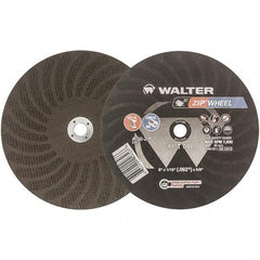 WALTER Surface Technologies - 8" 30 Grit Aluminum Oxide Cutoff Wheel - 1/16" Thick, 5/8" Arbor, 7,600 Max RPM, Use with Circular Saws - Exact Tool & Supply