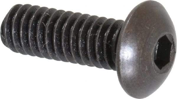 Holo-Krome - #8-32 UNC Hex Socket Drive, Button Screw - Alloy Steel, Black Oxide Finish, Fully Threaded, 1/2" Length Under Head - Exact Tool & Supply