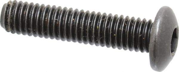 Holo-Krome - #10-32 UNF Hex Socket Drive, Button Screw - Alloy Steel, Black Oxide Finish, Fully Threaded, 7/8" Length Under Head - Exact Tool & Supply