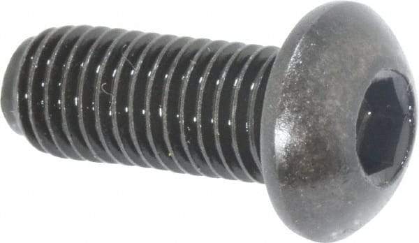 Holo-Krome - 1/4-28 UNF Hex Socket Drive, Button Screw - Alloy Steel, Black Oxide Finish, Fully Threaded, 5/8" Length Under Head - Exact Tool & Supply