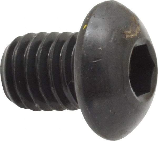 Holo-Krome - 3/8-16 UNC Hex Socket Drive, Button Screw - Alloy Steel, Black Oxide Finish, Fully Threaded, 1/2" Length Under Head - Exact Tool & Supply