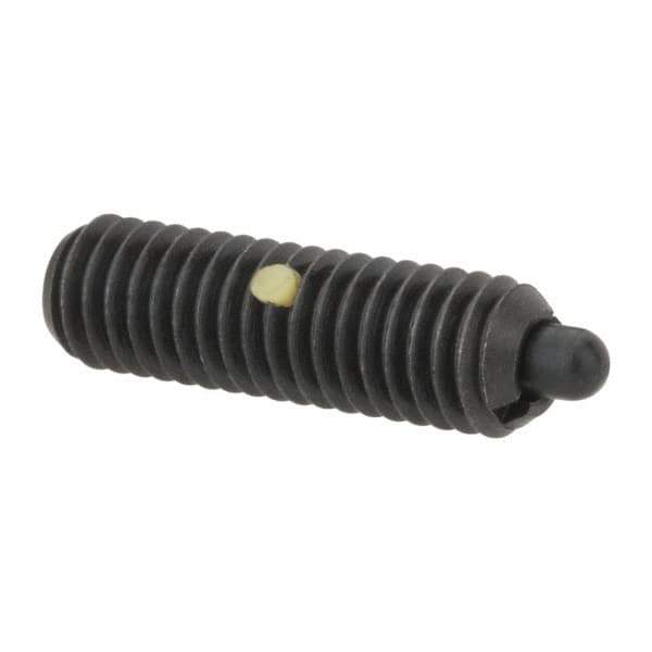 Gibraltar - M6 x 1.0, 0.787" Thread Length, 0.098" Plunger Projection, Steel Threaded Spring Plunger - 0.106" Max Plunger Diam, 0.787" Plunger Length, 1.57 Lb Init End Force, 4.5 Lb Final End Force - Exact Tool & Supply