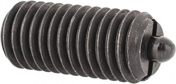 Gibraltar - M10 x 1.5, 0.866" Thread Length, 0.118" Plunger Projection, Steel Threaded Spring Plunger - 0.157" Max Plunger Diam, 0.866" Plunger Length, 2.02 Lb Init End Force, 7.87 Lb Final End Force - Exact Tool & Supply