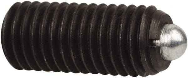 Gibraltar - M12 x 1.75, 1.102" Thread Length, 0.157" Plunger Projection, Steel Threaded Spring Plunger - 0.236" Max Plunger Diam, 1.102" Plunger Length, 2.25 Lb Init End Force, 12.36 Lb Final End Force - Exact Tool & Supply