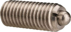 Gibraltar - M12 x 1.75, 1.102" Thread Length, 0.157" Plunger Projection, Stainless Steel Threaded Spring Plunger - 0.236" Max Plunger Diam, 1.102" Plunger Length, 2.25 Lb Init End Force, 12.36 Lb Final End Force - Exact Tool & Supply