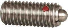 Gibraltar - M12 x 1.75, 1.102" Thread Length, 0.157" Plunger Projection, Stainless Steel Threaded Spring Plunger - 0.236" Max Plunger Diam, 1.102" Plunger Length, 2.25 Lb Init End Force, 12.36 Lb Final End Force - Exact Tool & Supply