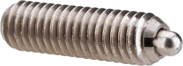 Gibraltar - M6 x 1.0, 0.787" Thread Length, 0.098" Plunger Projection, Stainless Steel Threaded Spring Plunger - 0.106" Max Plunger Diam, 0.787" Plunger Length, 4.05 Lb Init End Force, 11.24 Lb Final End Force - Exact Tool & Supply