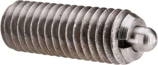 Gibraltar - M8 x 1.25, 0.866" Thread Length, 0.118" Plunger Projection, Stainless Steel Threaded Spring Plunger - 0.138" Max Plunger Diam, 0.866" Plunger Length, 5.62 Lb Init End Force, 15.74 Lb Final End Force - Exact Tool & Supply