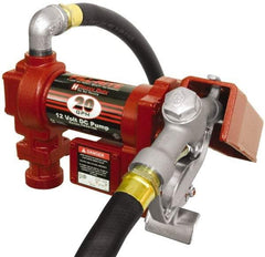 Tuthill - 20 GPM, 1" Hose Diam, DC High Flow Tank Pump with Manual Nozzle - 1" Inlet, 1" Outlet, 12 Volts, 12' Hose Length, 1/4 hp - Exact Tool & Supply