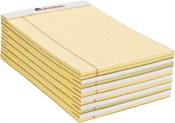 UNIVERSAL - 50 Sheet, 5 x 8", Perforated Style Ruled Pads - Canary - Exact Tool & Supply